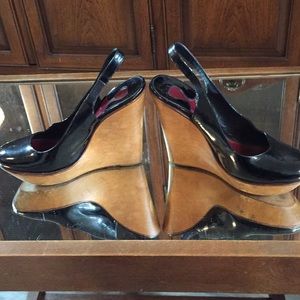 Chole Black Patent Leather Slingbacks